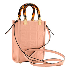 Fendi Mini Sunshine Shopper Tote Crossbody Baby Pink Zucca Leather