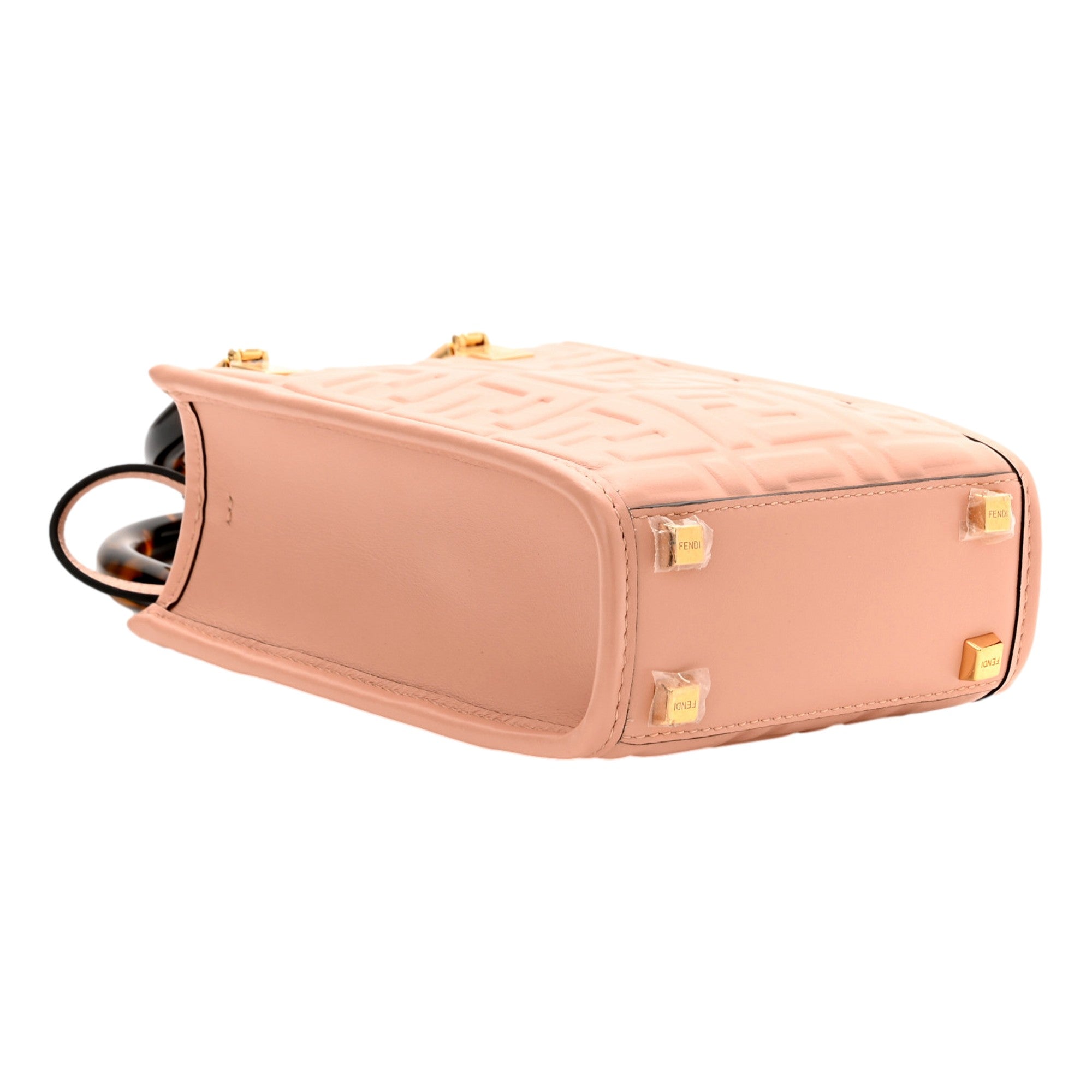 Fendi Mini Sunshine Shopper Tote Crossbody Baby Pink Zucca Leather