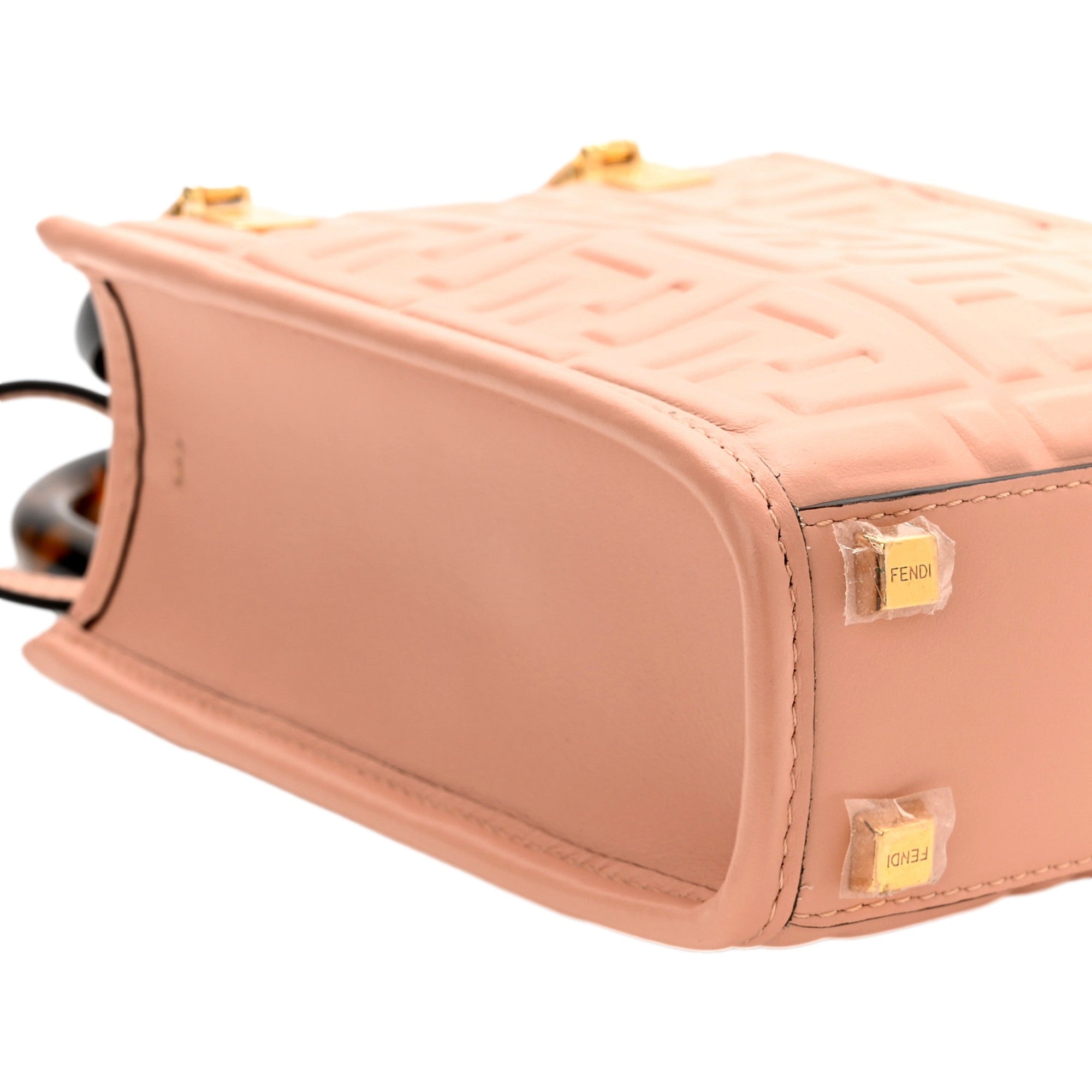 Fendi Mini Sunshine Shopper Tote Crossbody Baby Pink Zucca Leather
