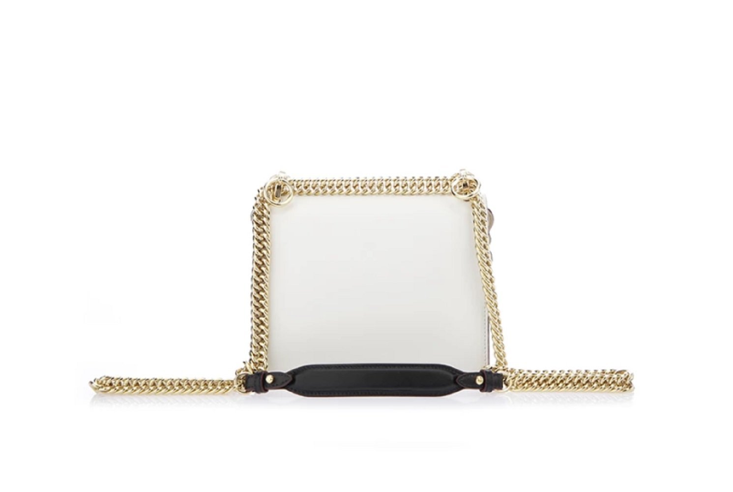 Fendi Kan I Floral Calfskin Leather Chain Bag White Multicolor