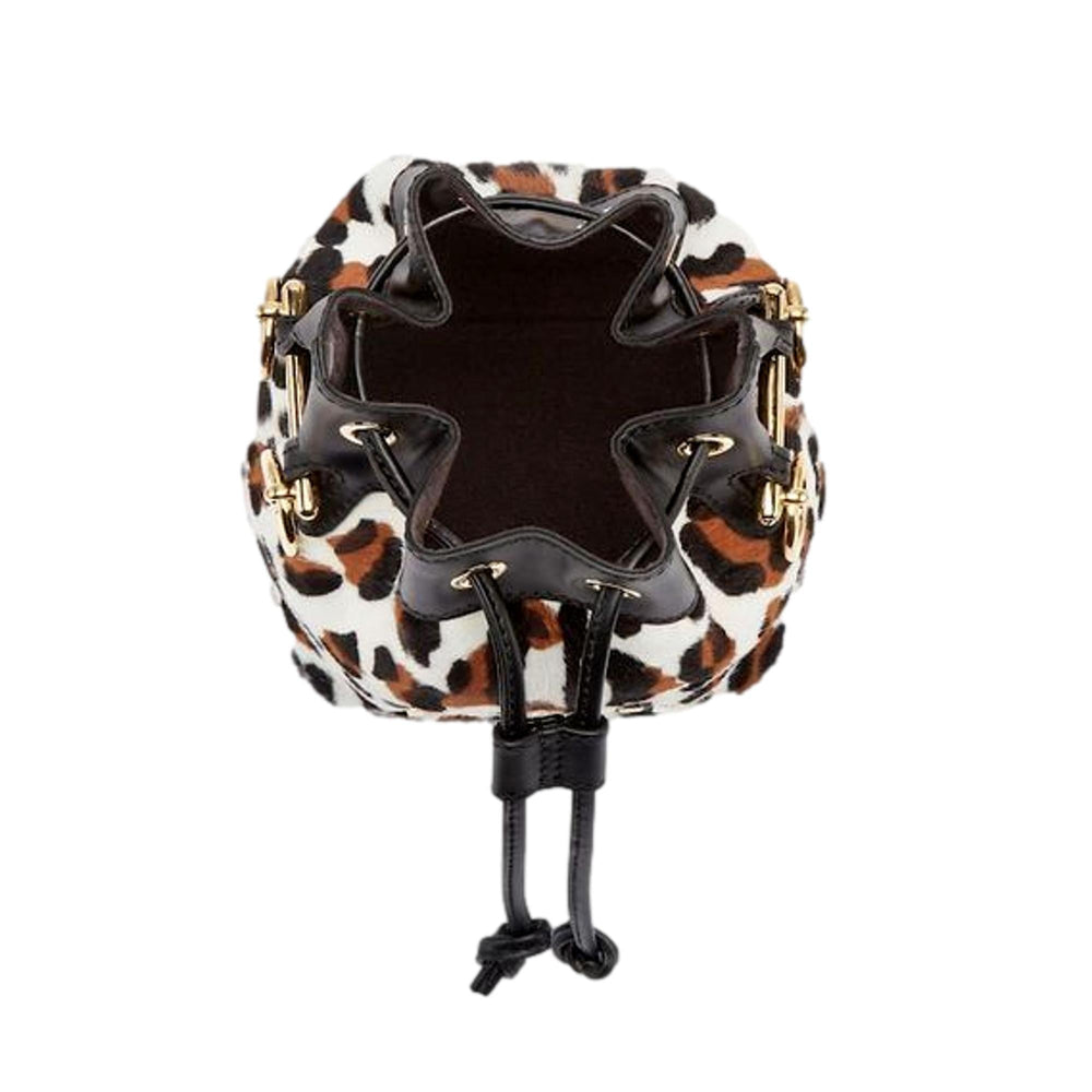 Fendi Mon Tresor Mini Bucket Crossbody Animal Print Sheepskin Bag