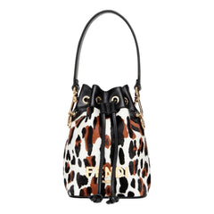 Fendi Mon Tresor Mini Bucket Crossbody Animal Print Sheepskin Bag