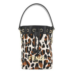 Fendi Mon Tresor Mini Bucket Crossbody Animal Print Sheepskin Bag