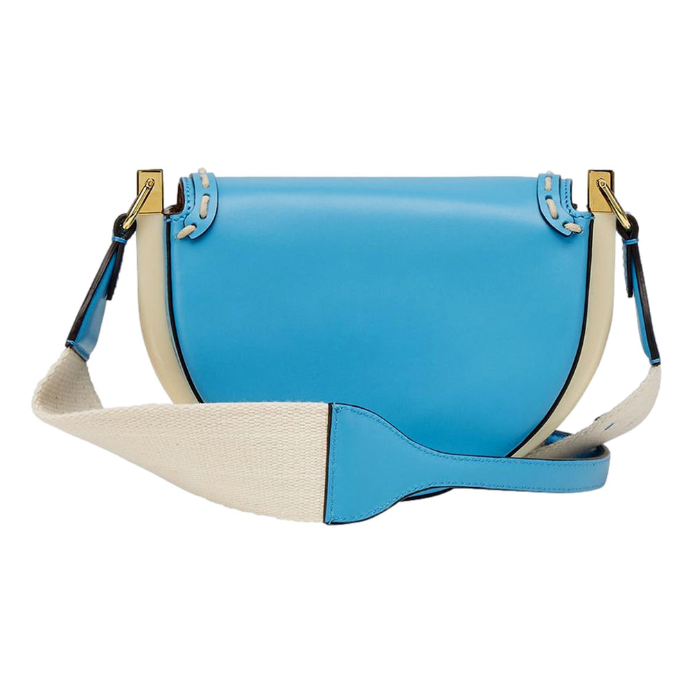 Fendi Moonlight Satchel Crossbody Cyber Blue Leather FF Logo Bag