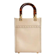 Fendi Mini Sunshine Shopper Tote Crossbody Nude Calfskin Snake Print
