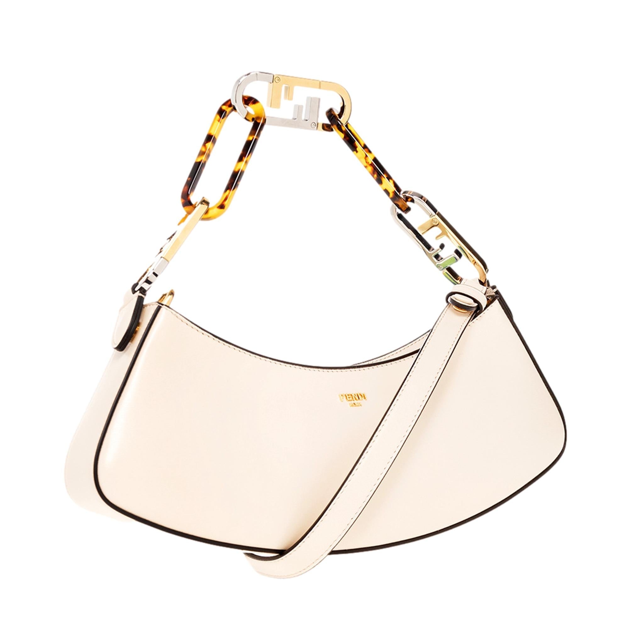 Fendi O’Lock Swing Shoulder Bag Ivory Calfskin Leather