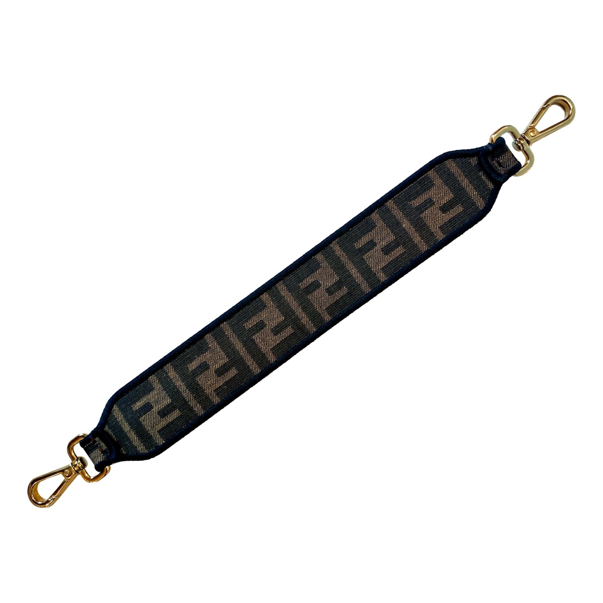 Fendi Zucca Canvas Roma Amor Mini Strap Brown Leather Trim