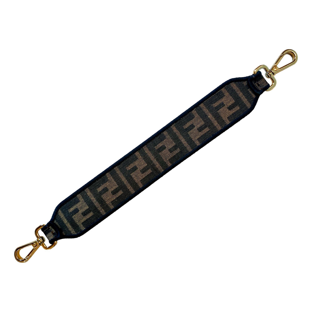 Fendi Zucca Canvas Roma Amor Mini Strap Brown Leather Trim