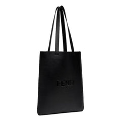 Fendi Roma Black Calfskin Leather Large Shopping Tote Bag