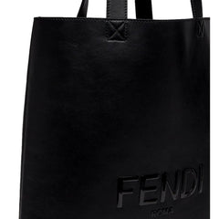 Fendi Roma Black Calfskin Leather Large Shopping Tote Bag