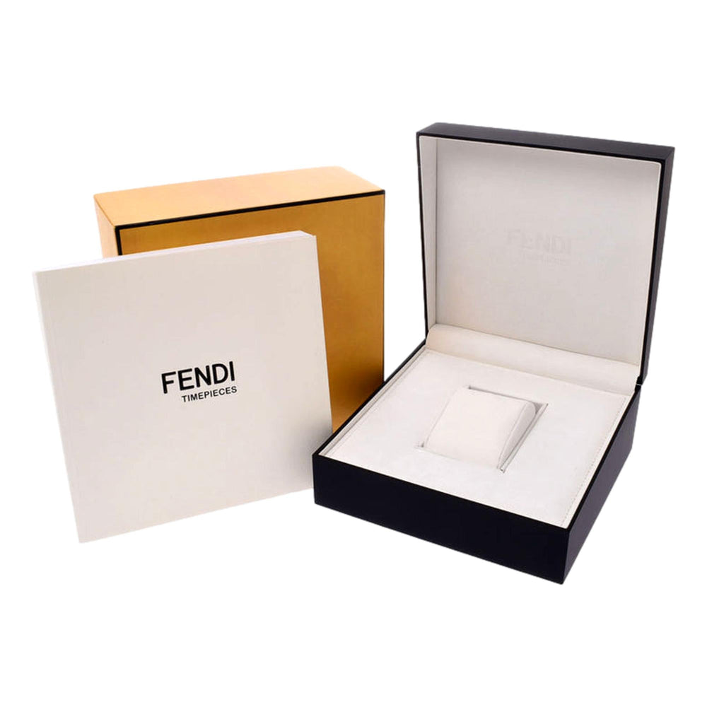 Fendi Run Away Rose Gold Black Leather 36mm Watch