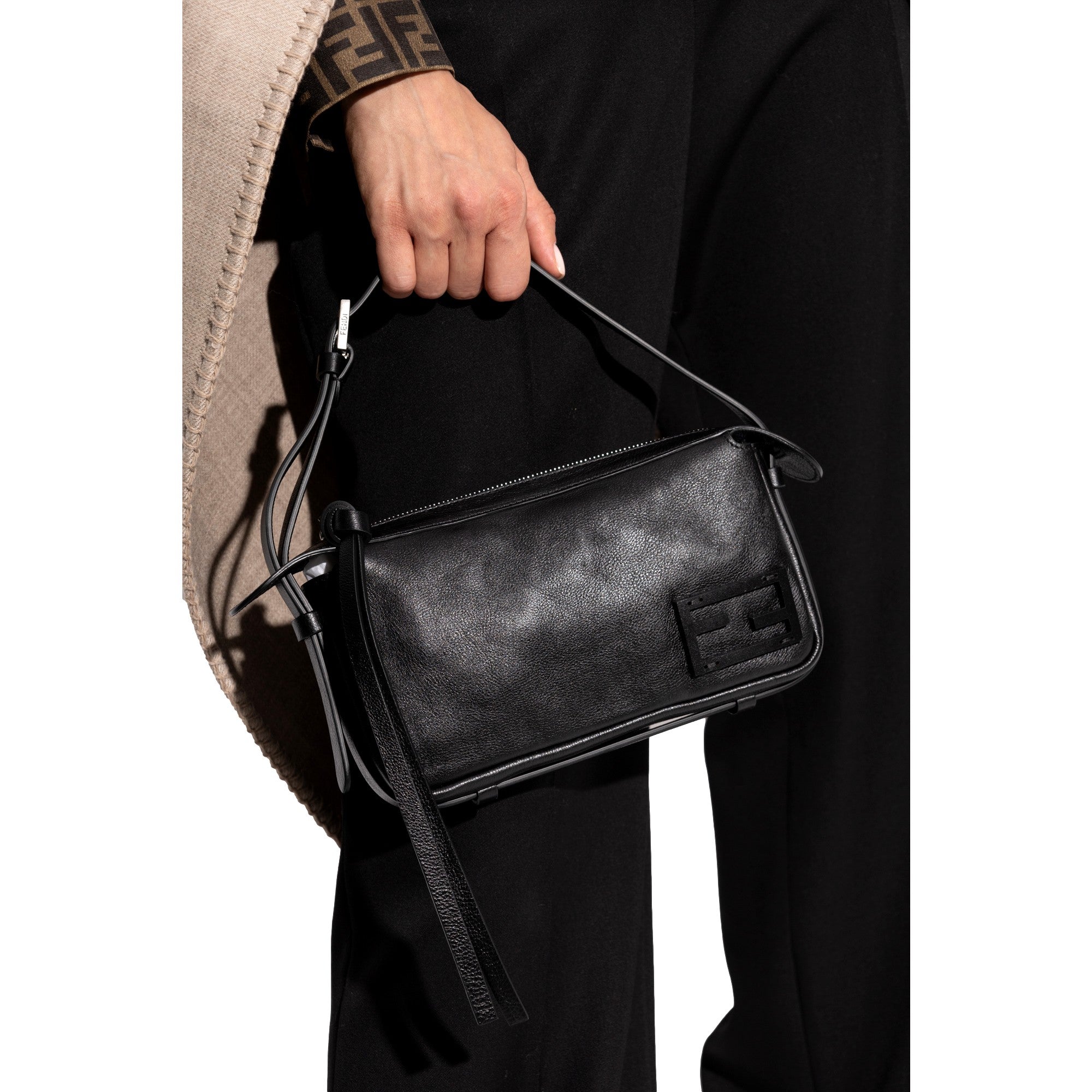 Fendi Simply Fendi Mini Black Leather Shoulder Bag