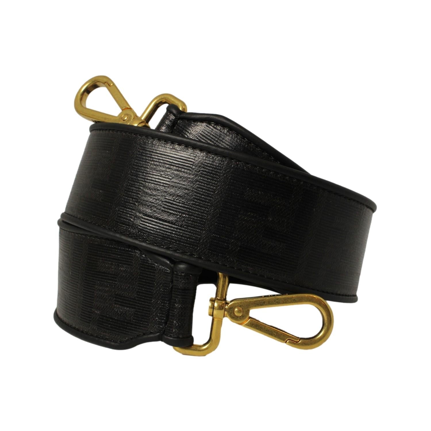 Fendi Strap You FF Zucca Black Glazed Canvas Shoulder Strap