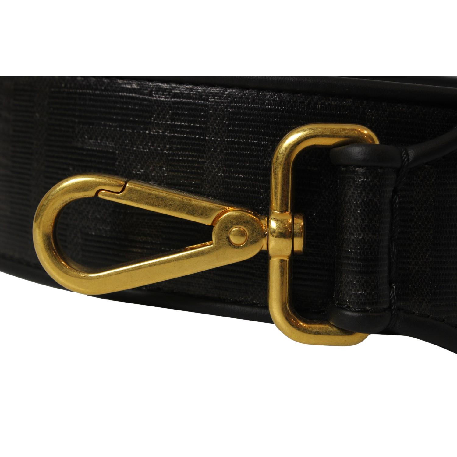 Fendi Strap You FF Zucca Black Glazed Canvas Shoulder Strap