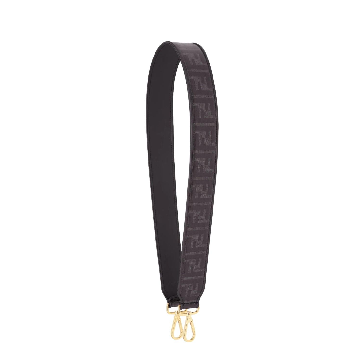 Fendi Strap You FF Zucca Black Glazed Canvas Shoulder Strap
