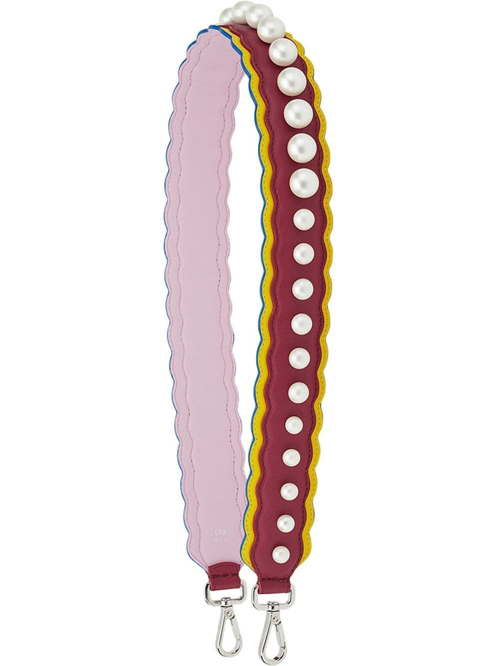 Fendi Strap You Pearl Embellished Shoulder Strap Black Cherry Lemon