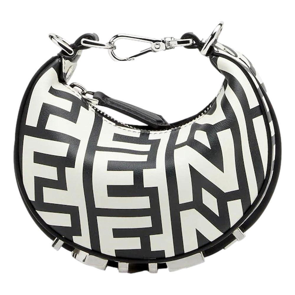 Fendi x Marc Jacobs Fendigraphy Nano Hobo Bag Black White