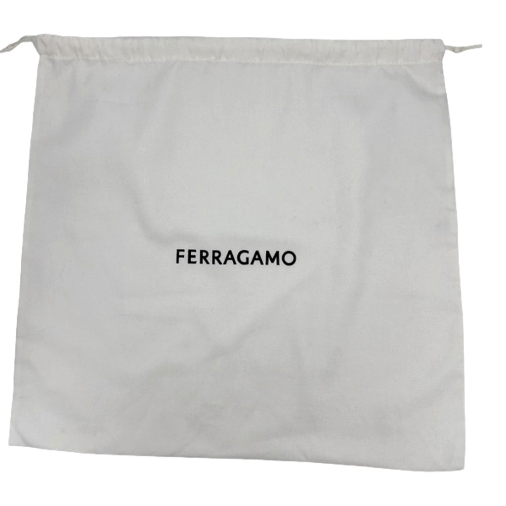 Ferragamo Trifolio Black Leather Flap Crossbody Bag Gold Gancini Designer