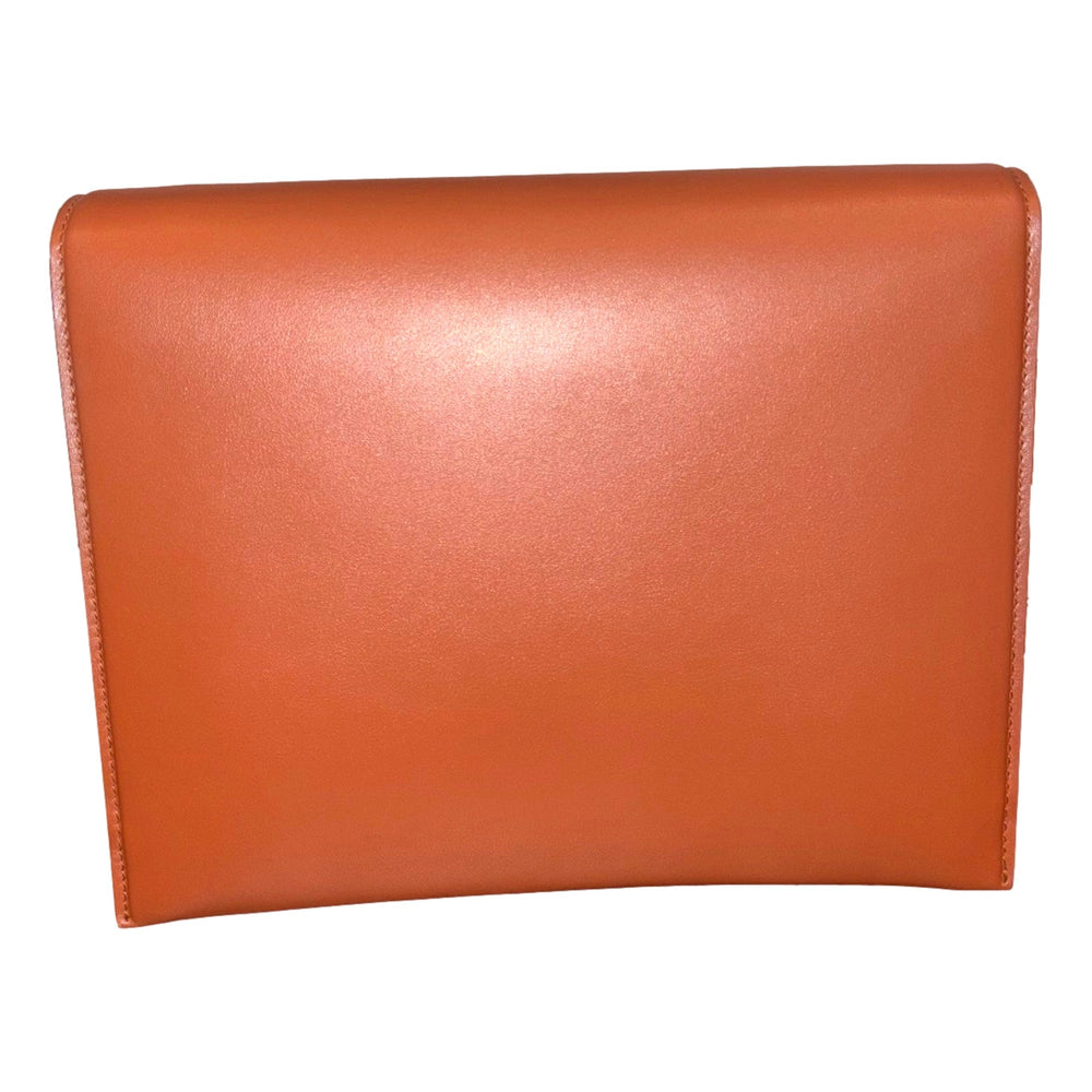 Ferragamo Trifolio Cognac Brown Soft Leather Flap Crossbody Bag Gold Gancini