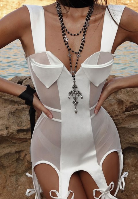 Tempting White Corset-Style Dress