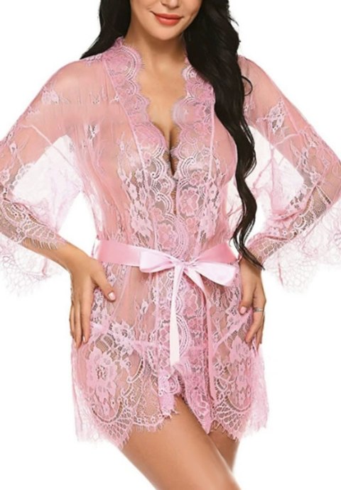 Sultry Lace Robe with Elegant Bow Detail