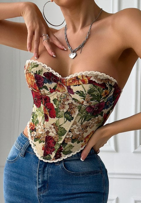 Versatile Floral Bustier Top
