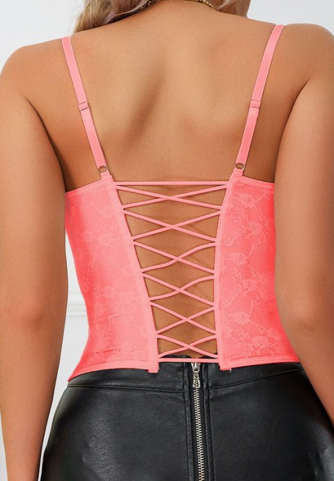 Feminine Pink Lace Bustier Top