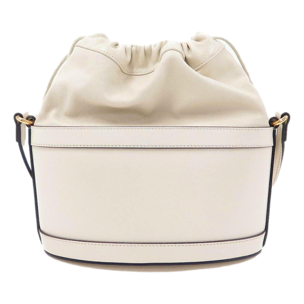 Gucci 1955 Horsebit White Leather Bucket Bag Drawstring Crossbody