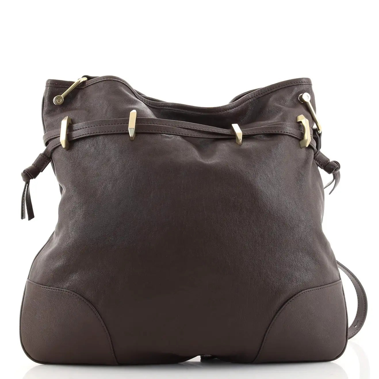 Gucci 1955 Morsetto Large Leather Horsebit Drawstring Brown Bucket Bag