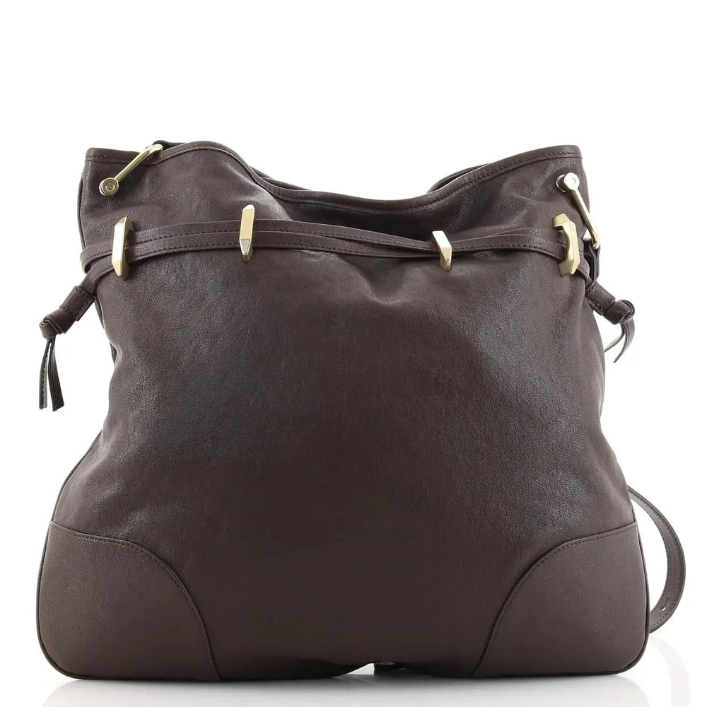 Gucci 1955 Morsetto Large Leather Horsebit Drawstring Brown Bucket Bag