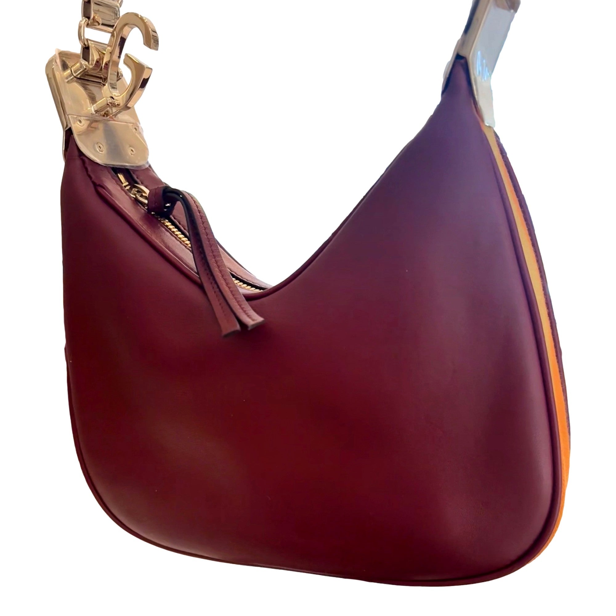 Gucci Attache Small Burgundy Leather Shoulder Crossbody Bag Web Stripe