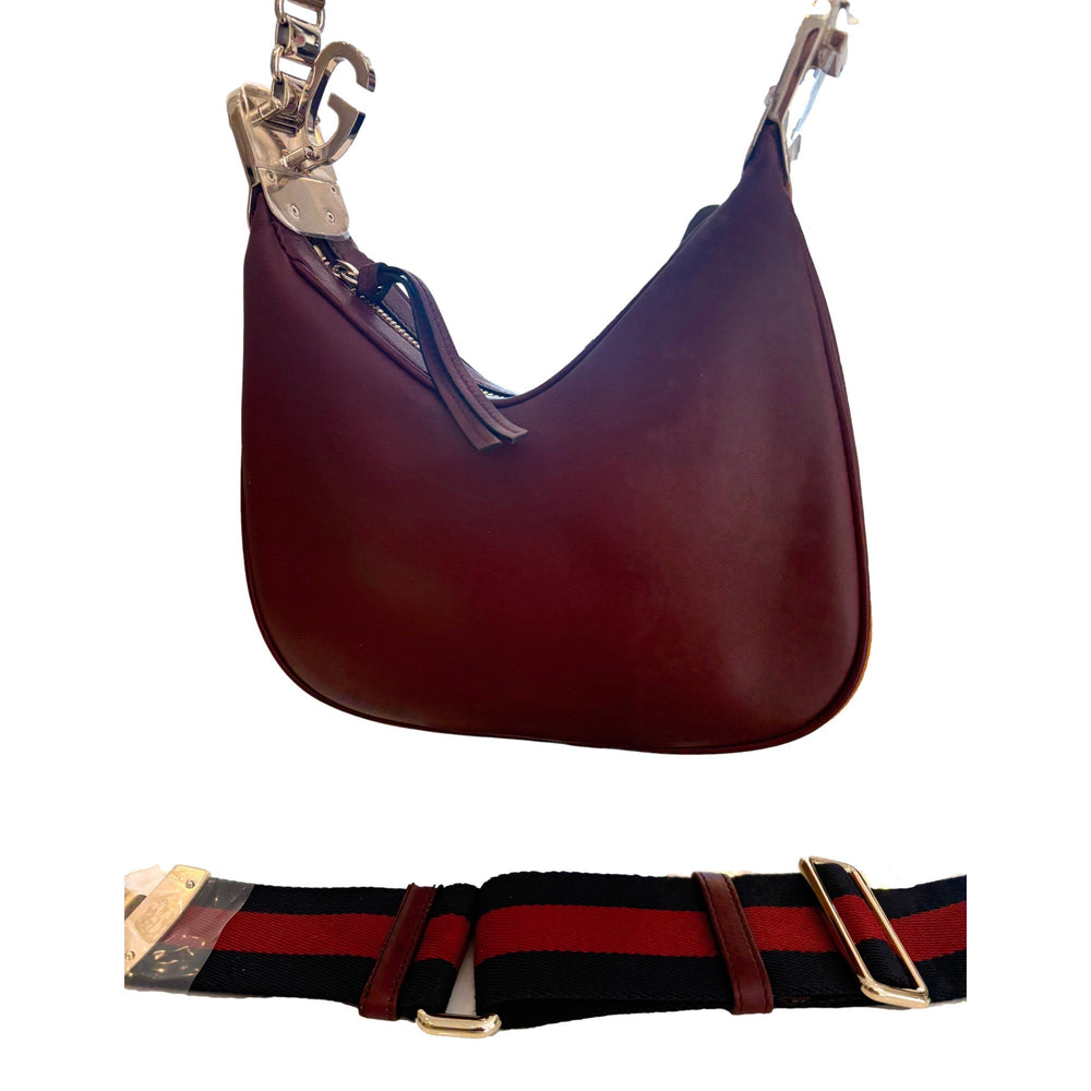 Gucci Attache Small Burgundy Leather Shoulder Crossbody Bag Web Stripe