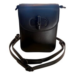Gucci Bamboo 1947 Mini Black Leather Top Handle Crossbody Bag