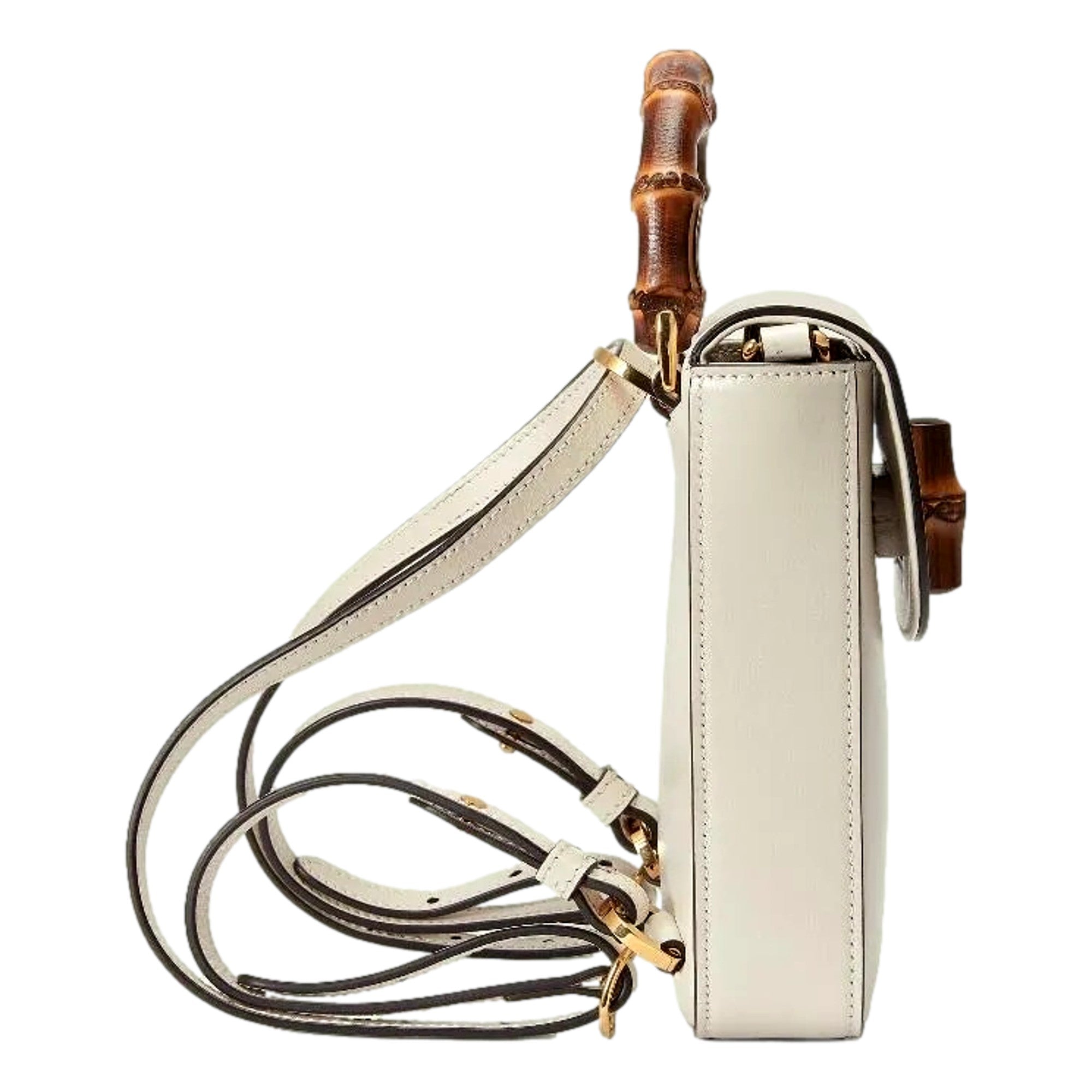 Gucci Bamboo 1947 Mini Cream Leather Top Handle Crossbody Bag