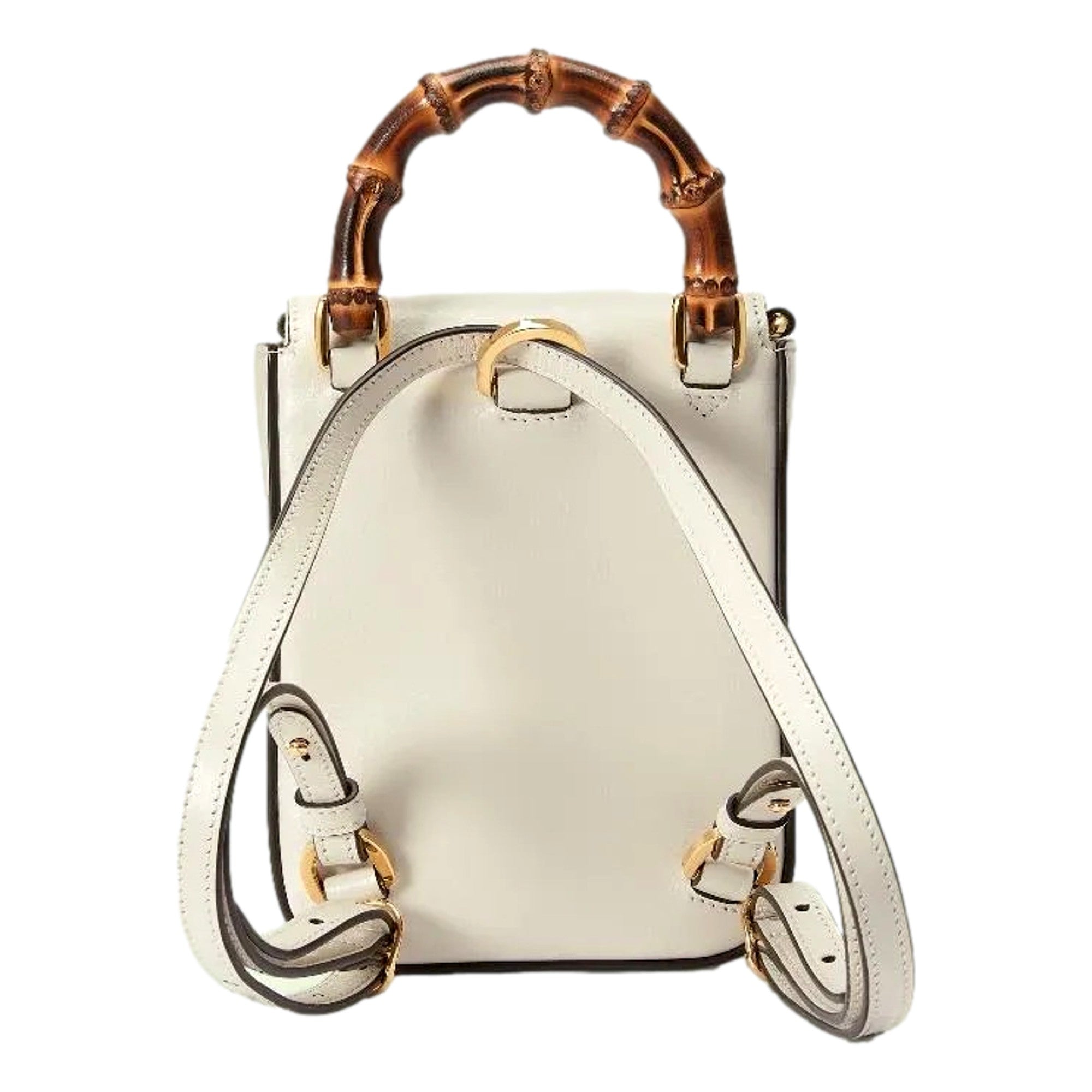 Gucci Bamboo 1947 Mini Cream Leather Top Handle Crossbody Bag