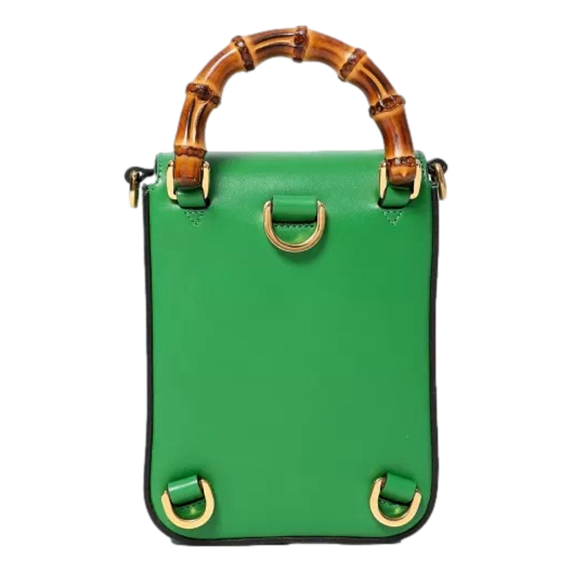 Gucci Bamboo 1947 Mini Green Leather Top Handle Crossbody Bag