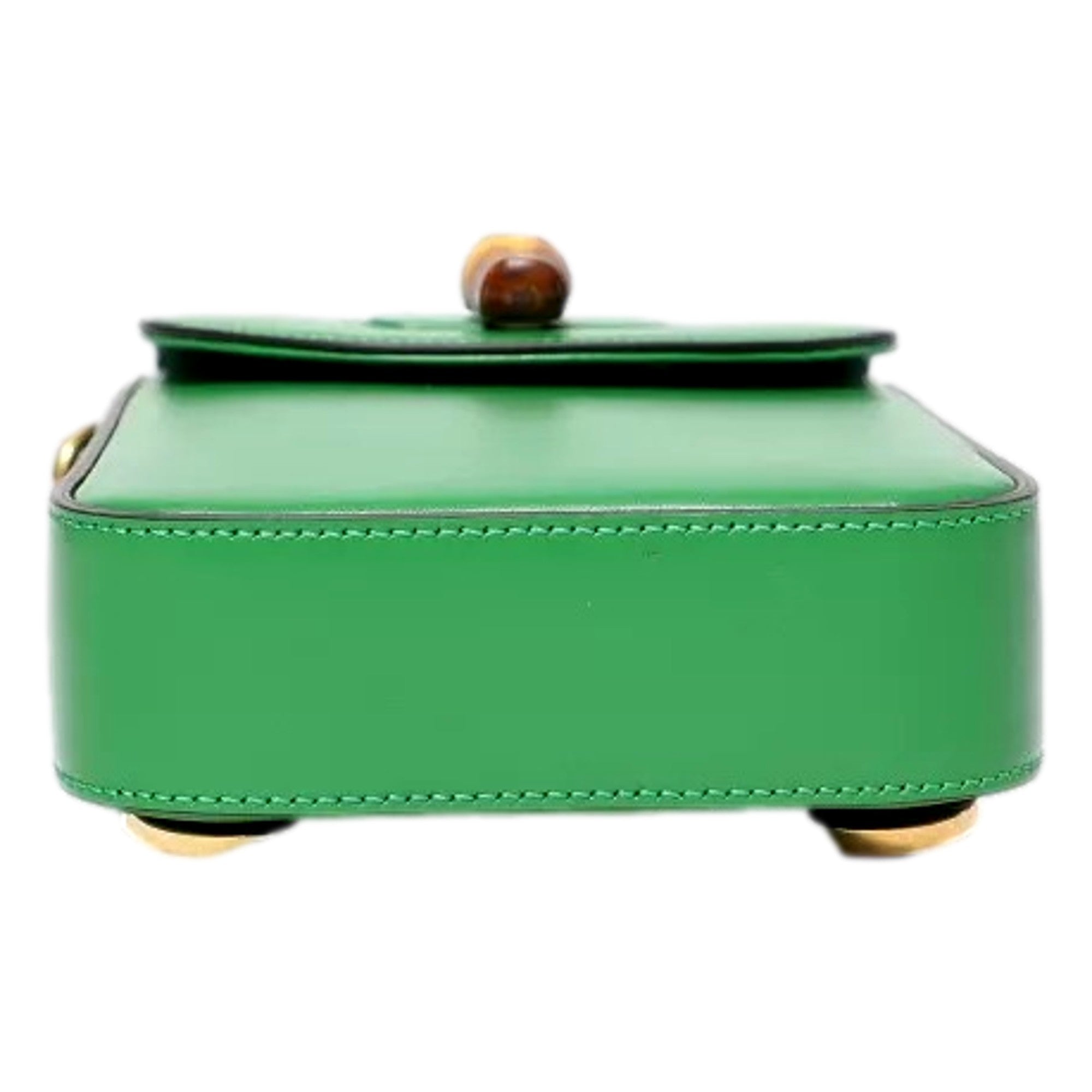 Gucci Bamboo 1947 Mini Green Leather Top Handle Crossbody Bag