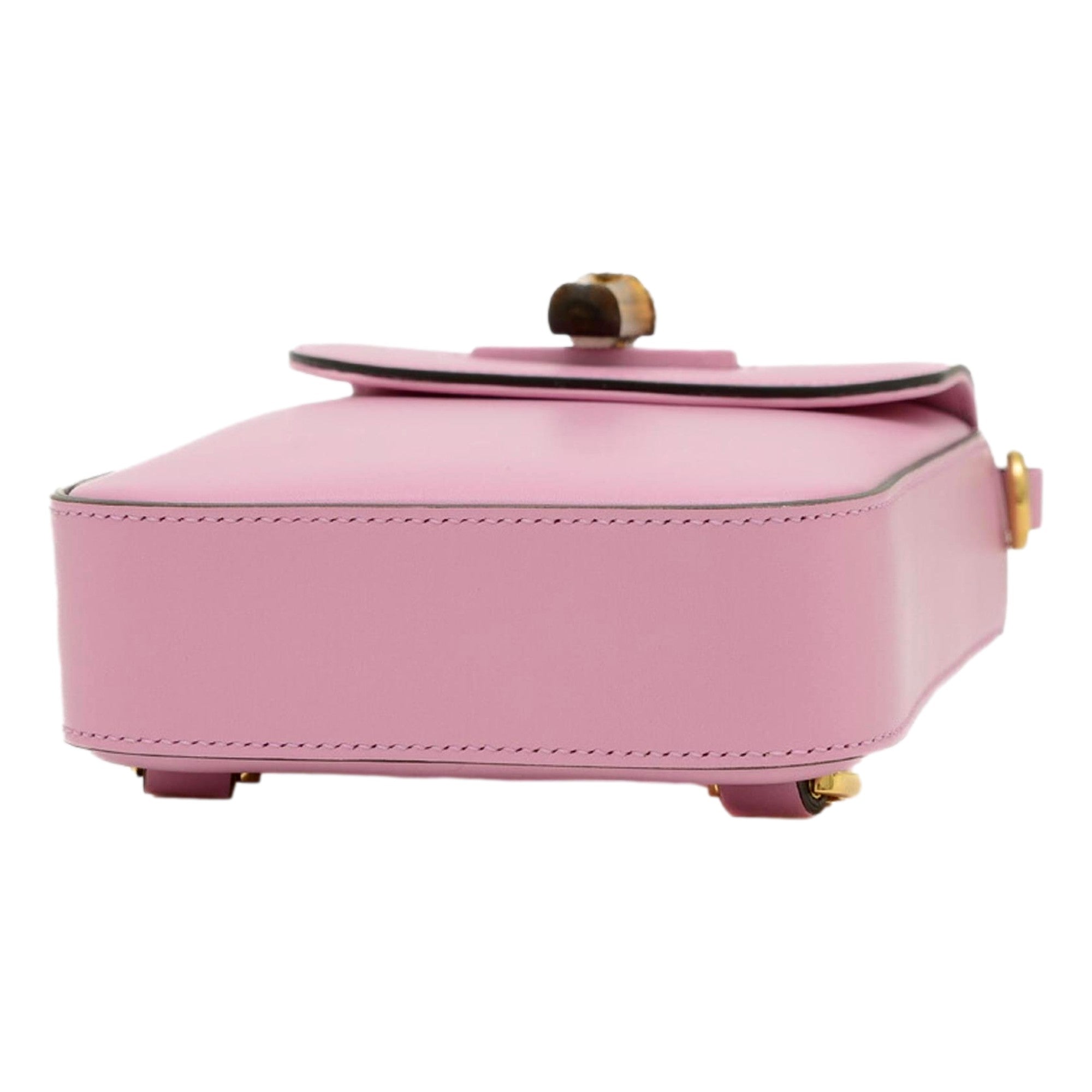 Gucci Bamboo 1947 Mini Pink Leather Top Handle Crossbody Bag