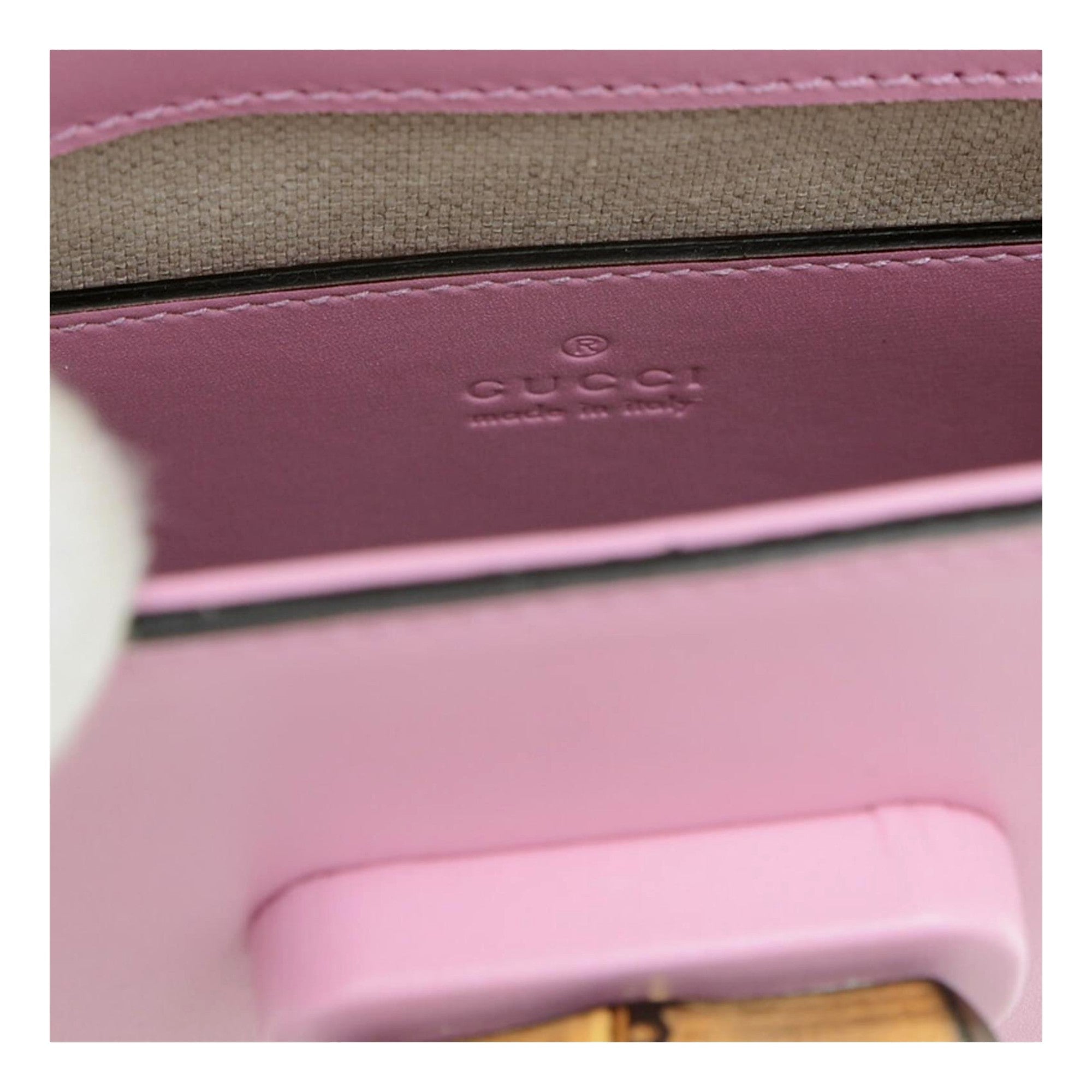 Gucci Bamboo 1947 Mini Pink Leather Top Handle Crossbody Bag