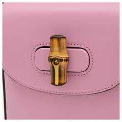 Gucci Bamboo 1947 Mini Pink Leather Top Handle Crossbody Bag