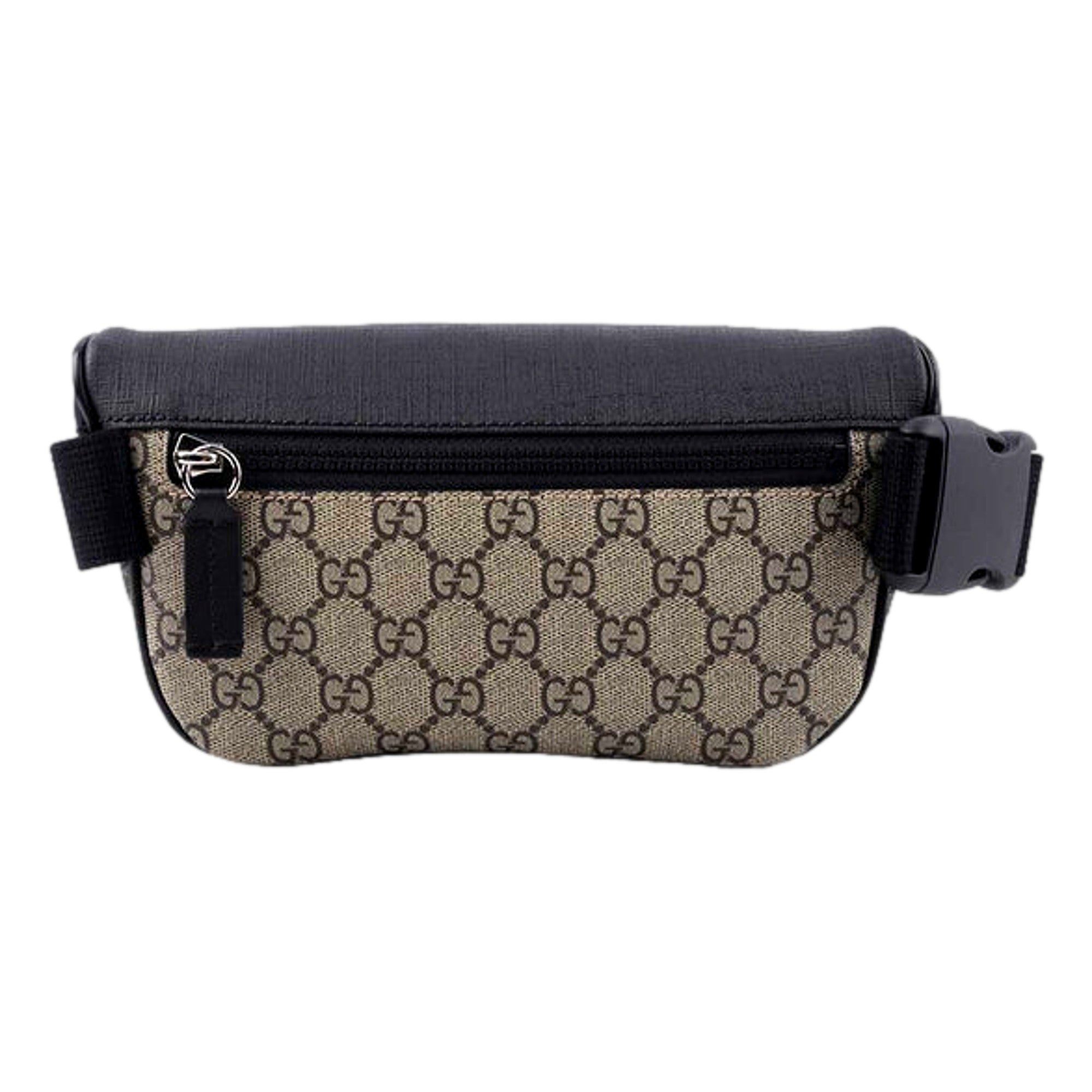Gucci GG Supreme Canvas Belt Bag Beige Black Unisex Waist Bag