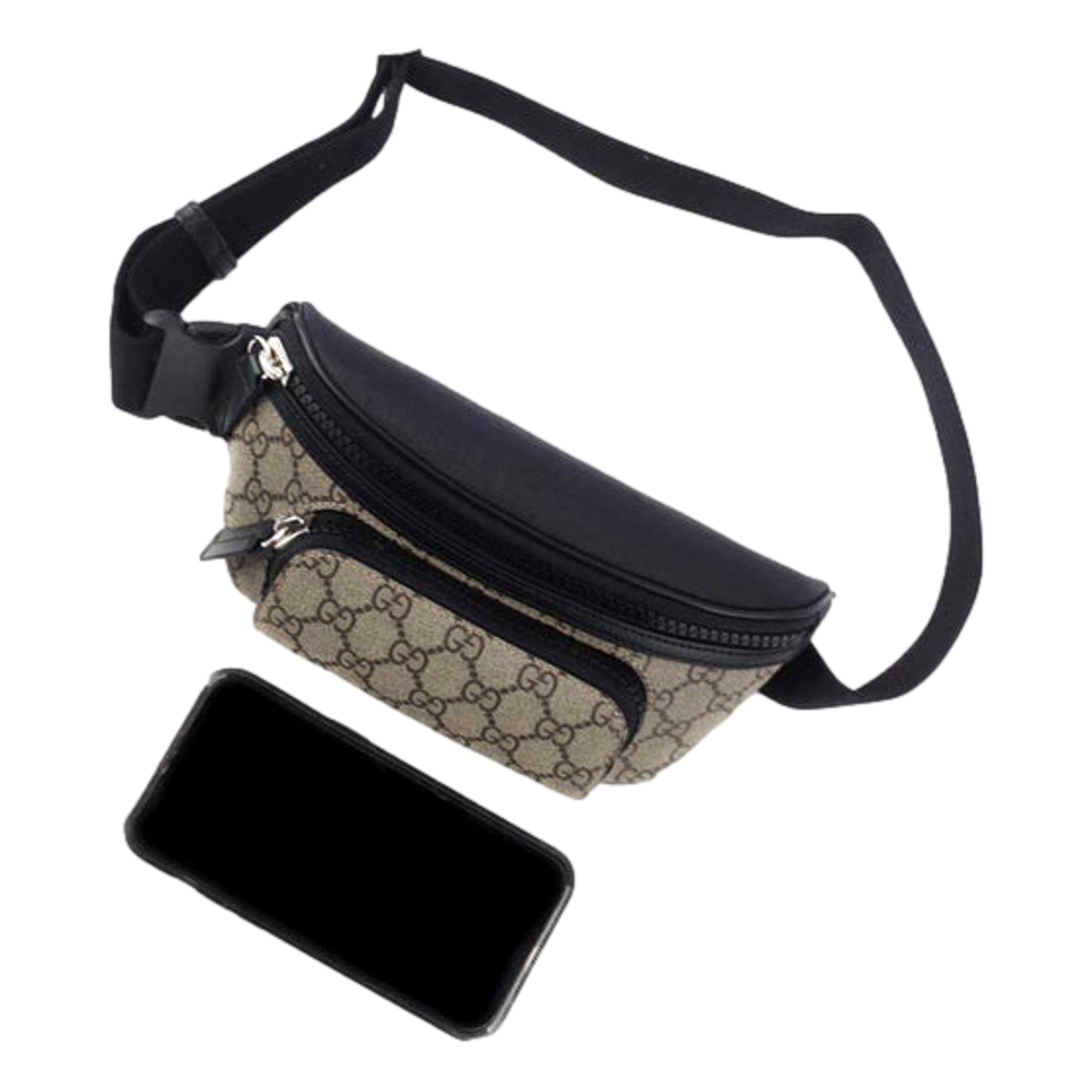 Gucci GG Supreme Canvas Belt Bag Beige Black Unisex Waist Bag