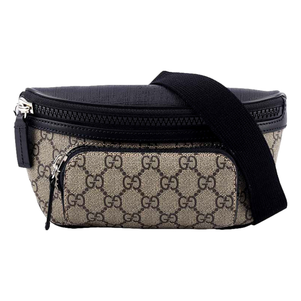 Gucci GG Supreme Canvas Belt Bag Beige Black Unisex Waist Bag