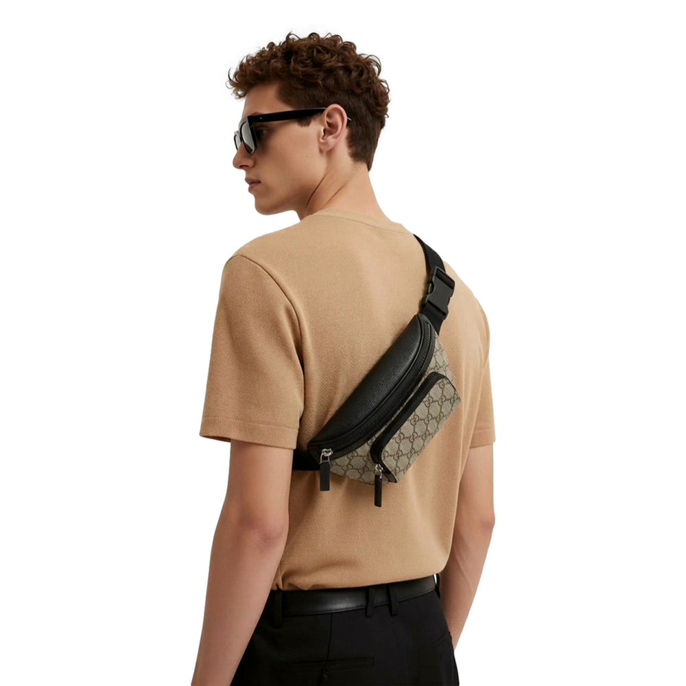 Gucci GG Supreme Canvas Belt Bag Beige Black Unisex Waist Bag