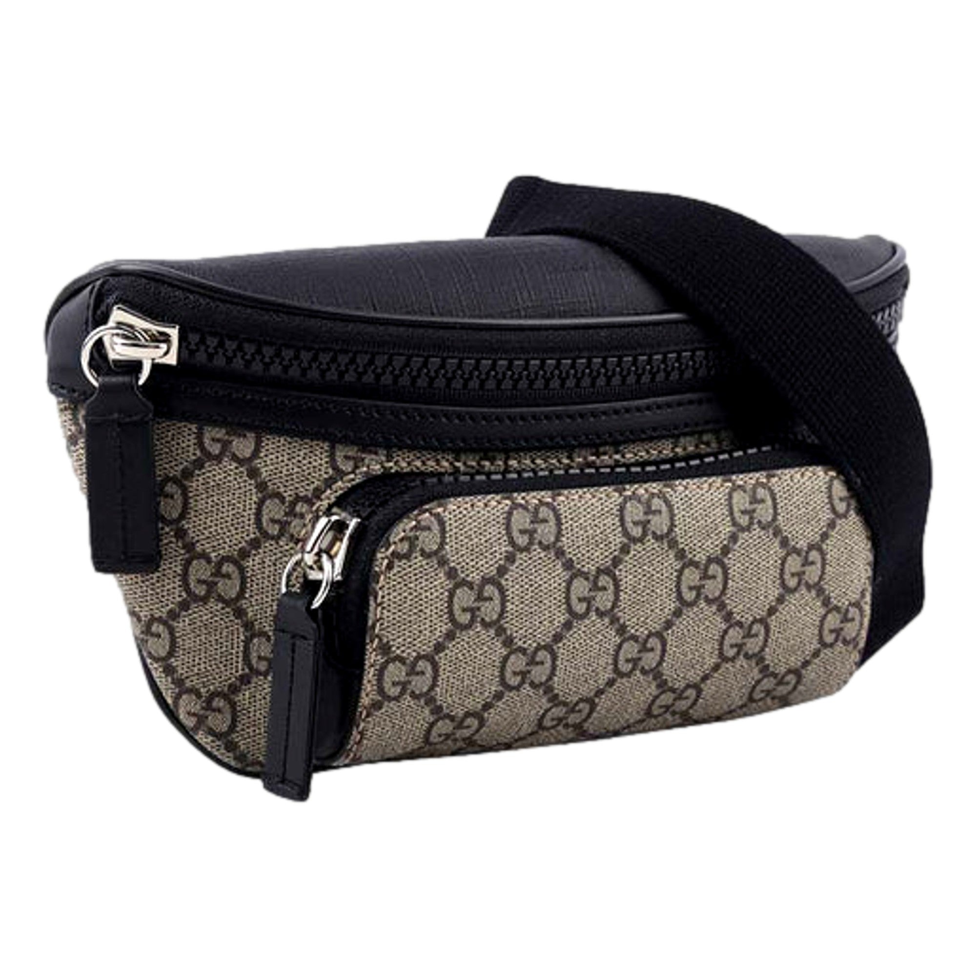 Gucci GG Supreme Canvas Belt Bag Beige Black Unisex Waist Bag