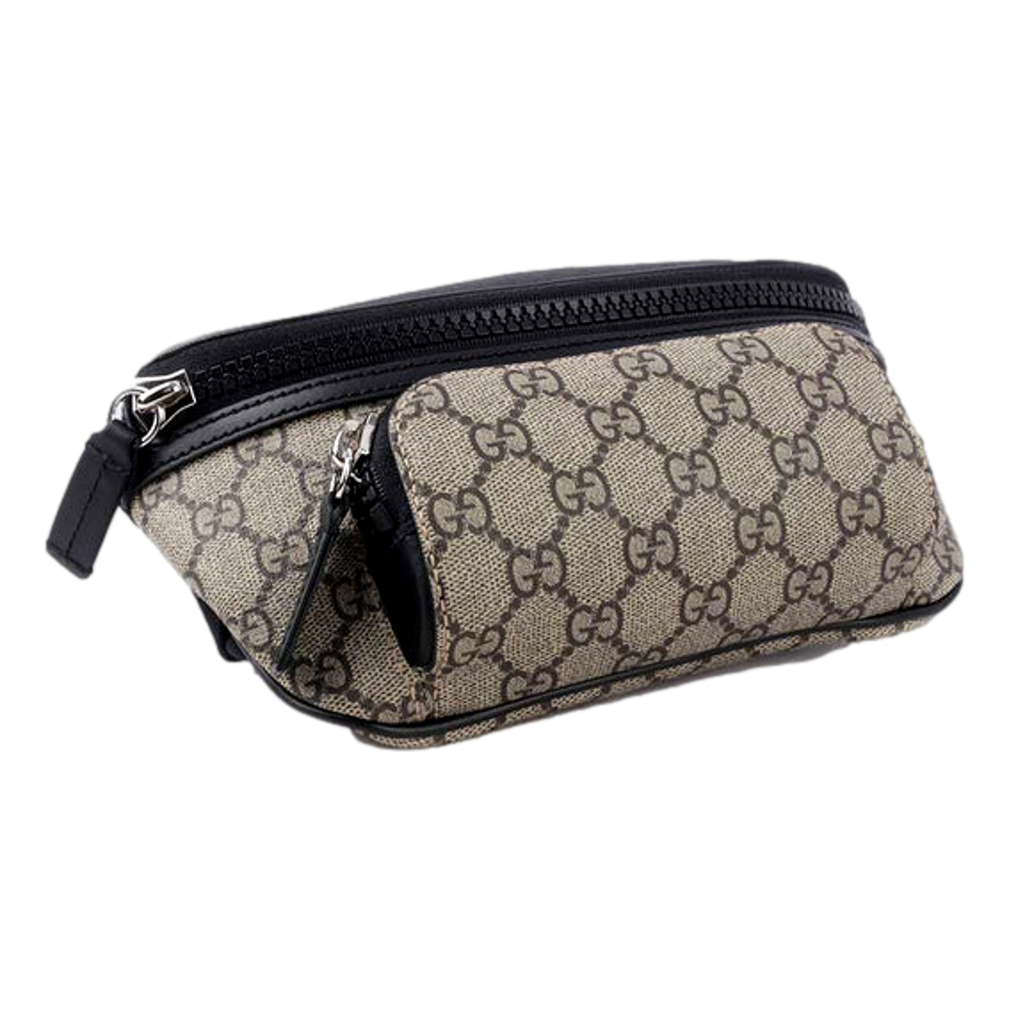 Gucci GG Supreme Canvas Belt Bag Beige Black Unisex Waist Bag