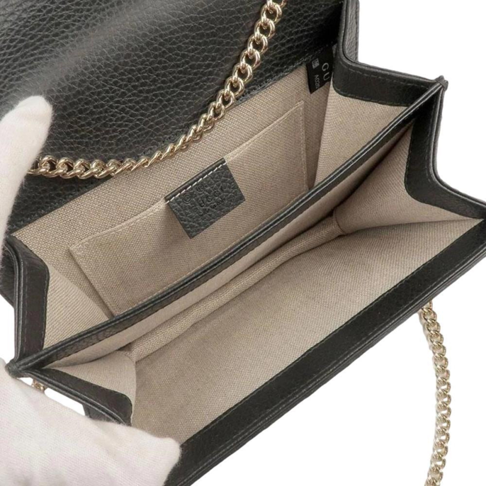 Gucci Icon GG Black Leather Small Crossbody Bag