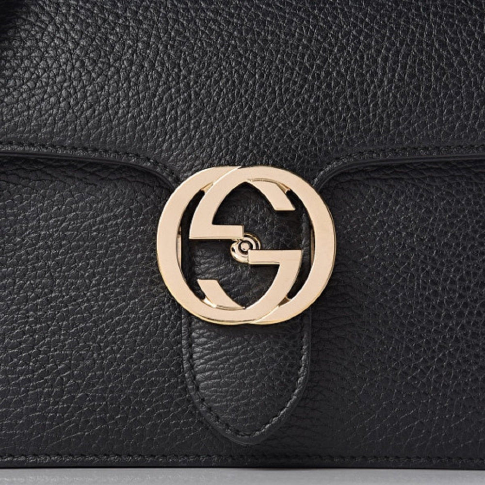 Gucci Icon GG Black Leather Small Crossbody Bag