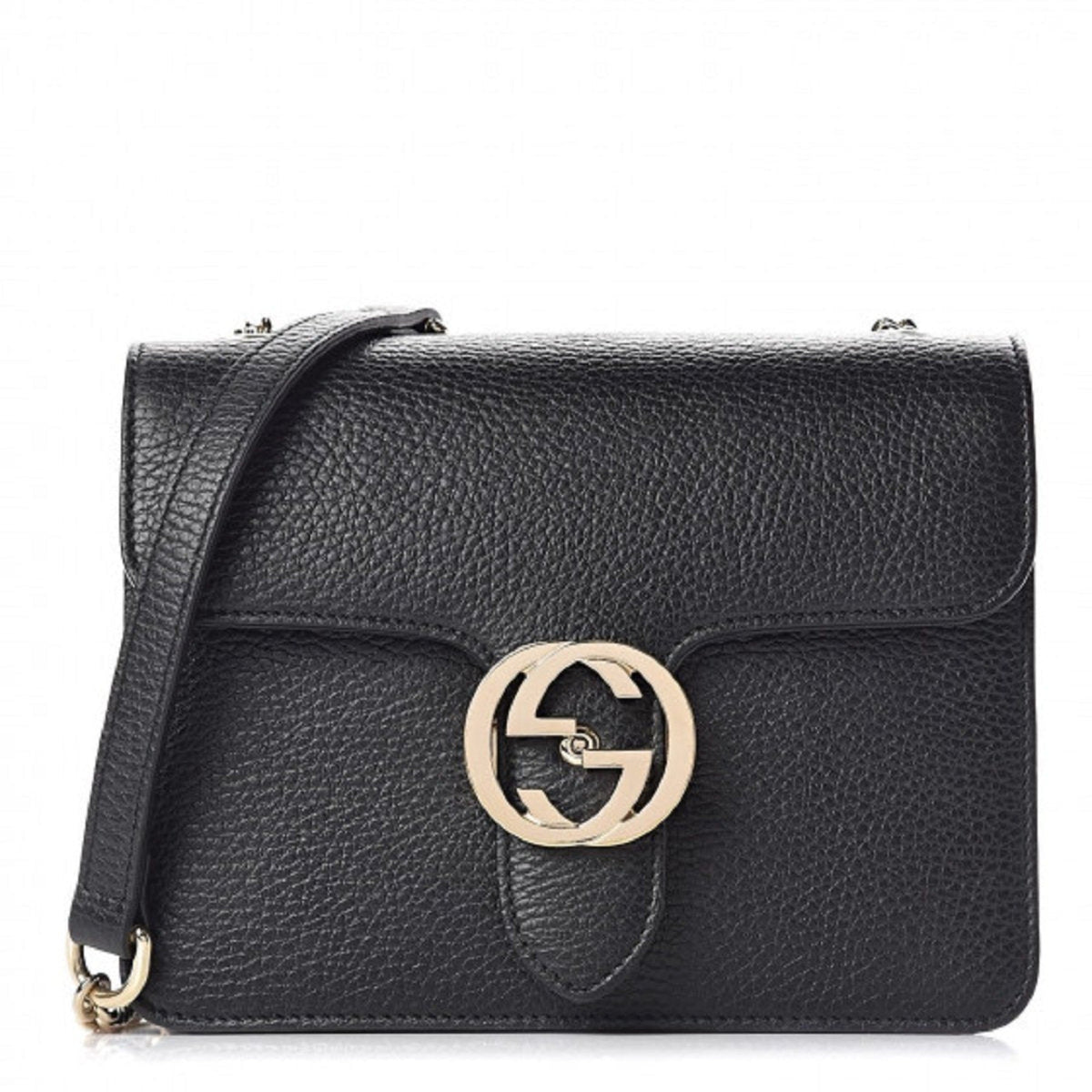 Gucci Icon GG Black Leather Small Crossbody Bag