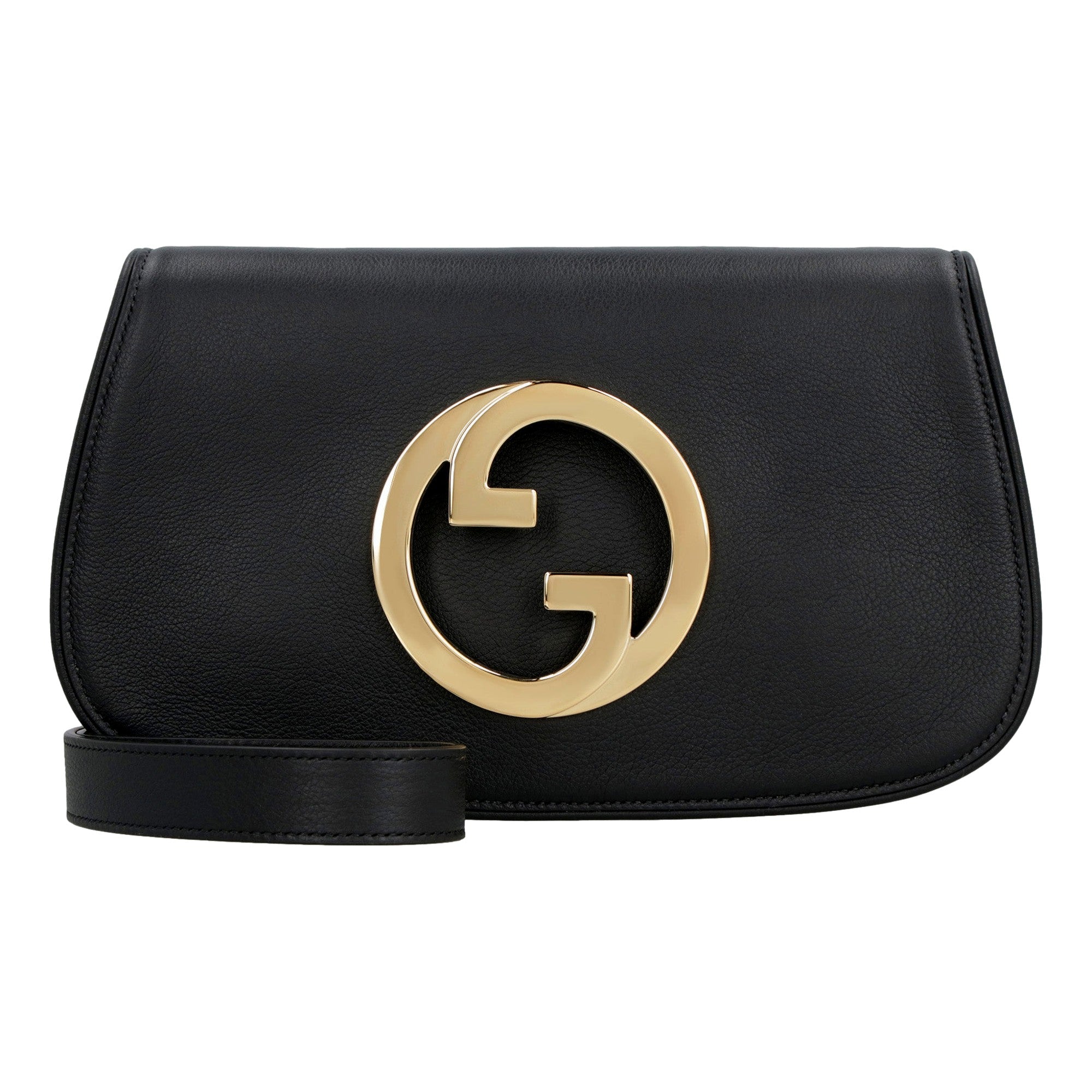 Gucci Blondie Black Leather Shoulder Bag with Gold Hardware